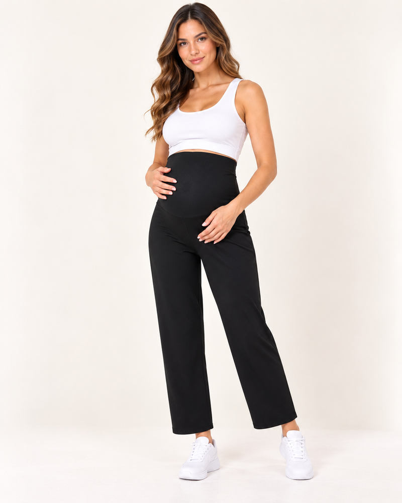 MATERNITYN® Pantaloni Premaman Gravidanza con Fascia Alta Nero