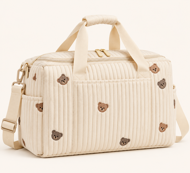 MATERNITYN® Borsa Premaman Gravidanza da Ospedale con Orsetti Ricamati